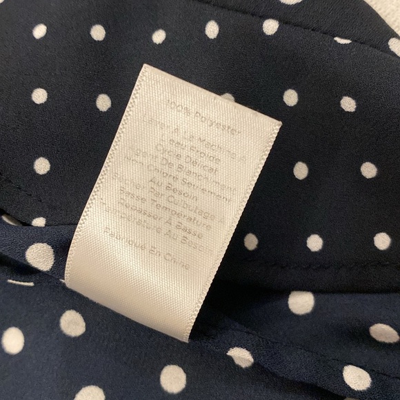 TALBOTS Women Black & White Polka Dot Blouse Top Ruffle Trim 3/4 Sleeves Sz M - Picture 8 of 9